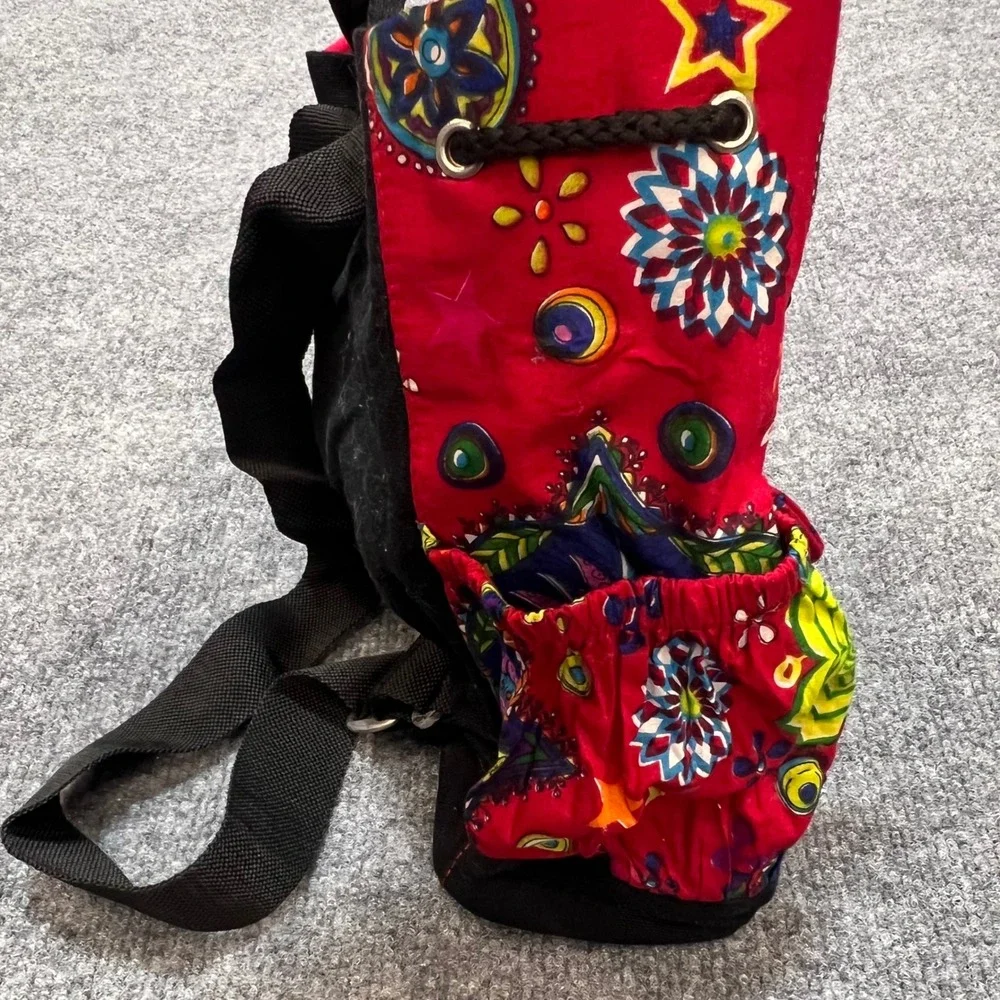 Openhand India Mini Backpack Women OS Red Boho Canvas Star Print